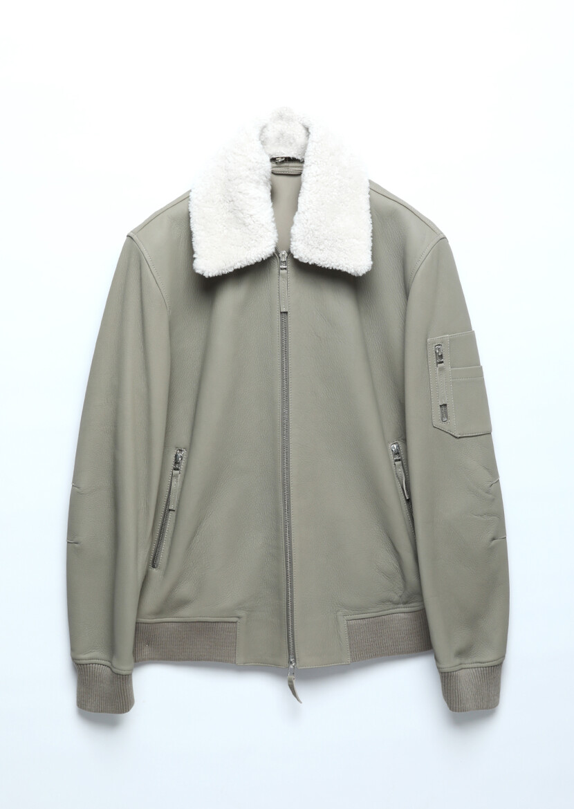 Mink Regular Fit Casual Leather Leather Coat - 9