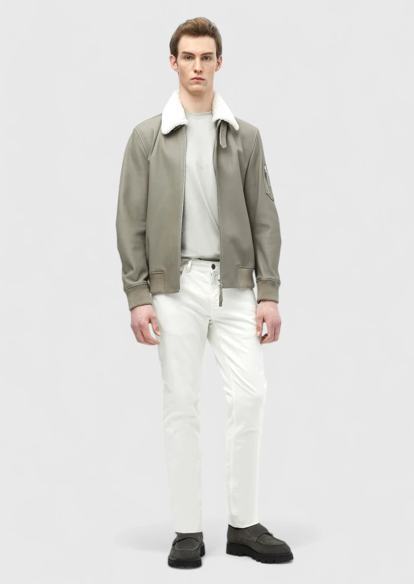 Mink Regular Fit Casual Leather Leather Coat - RAMSEY