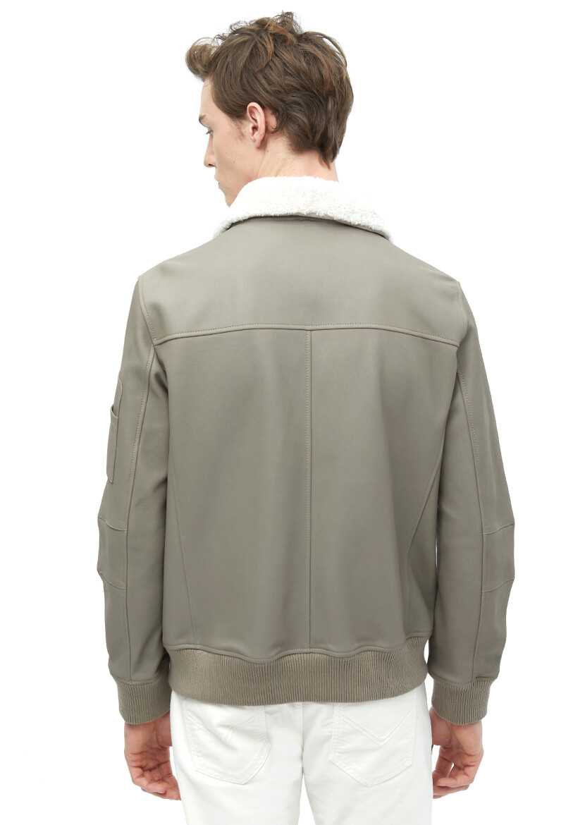 Mink Regular Fit Casual Leather Leather Coat - 8