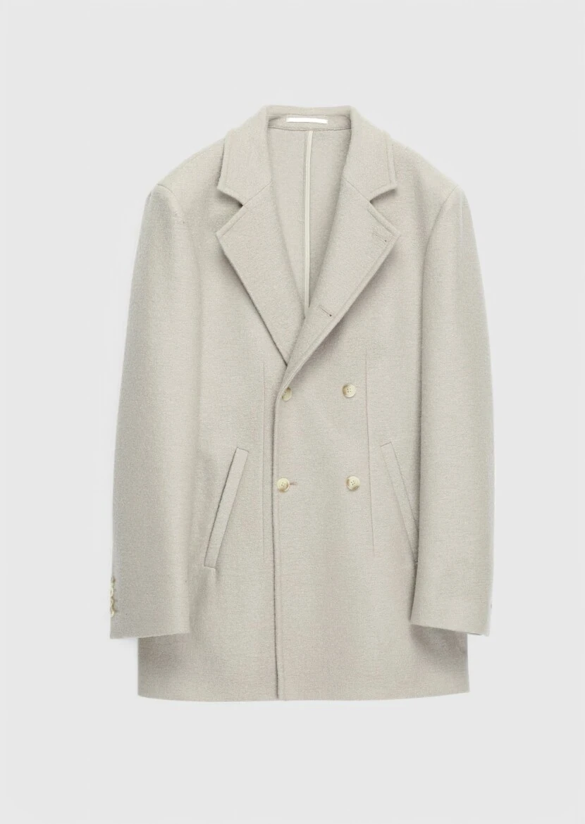 Mink Regular Fit Double Breasted Collar Casual Weaving Coat - 1