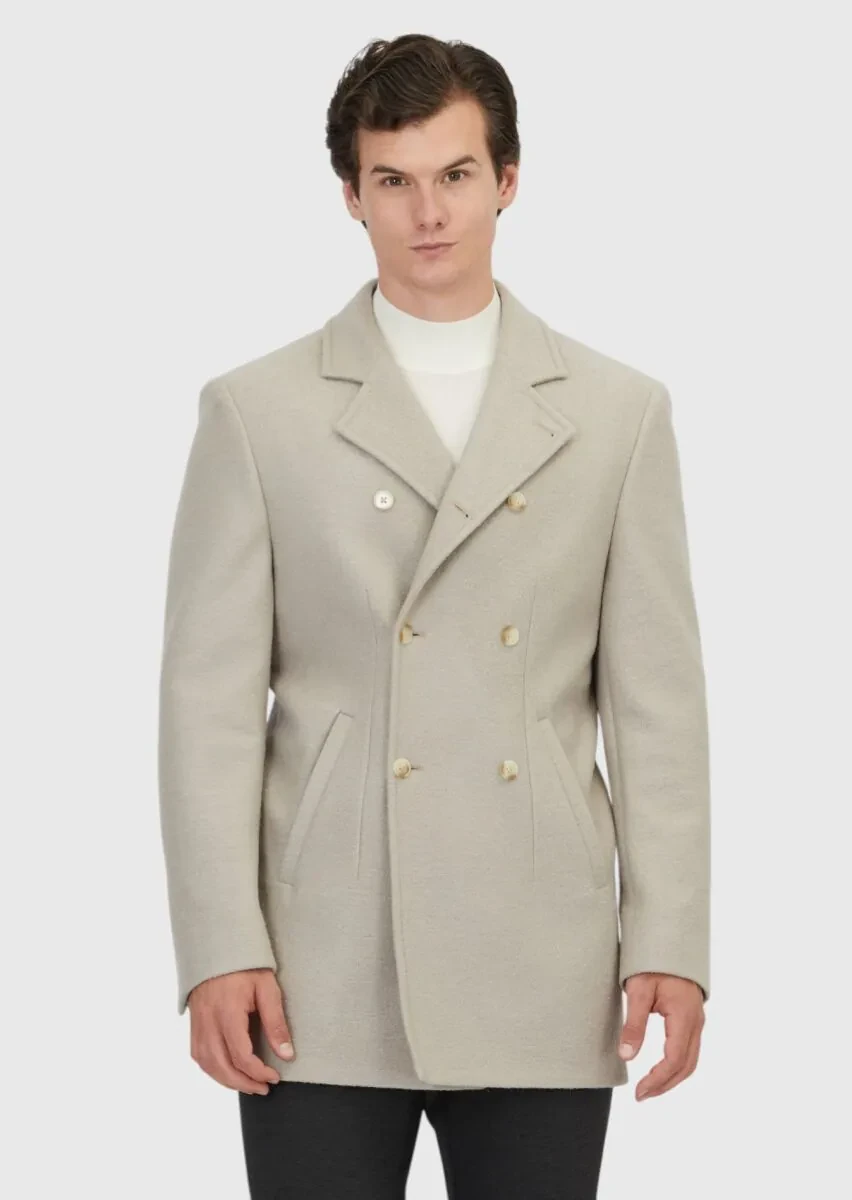 Mink Regular Fit Double Breasted Collar Casual Weaving Coat - 1