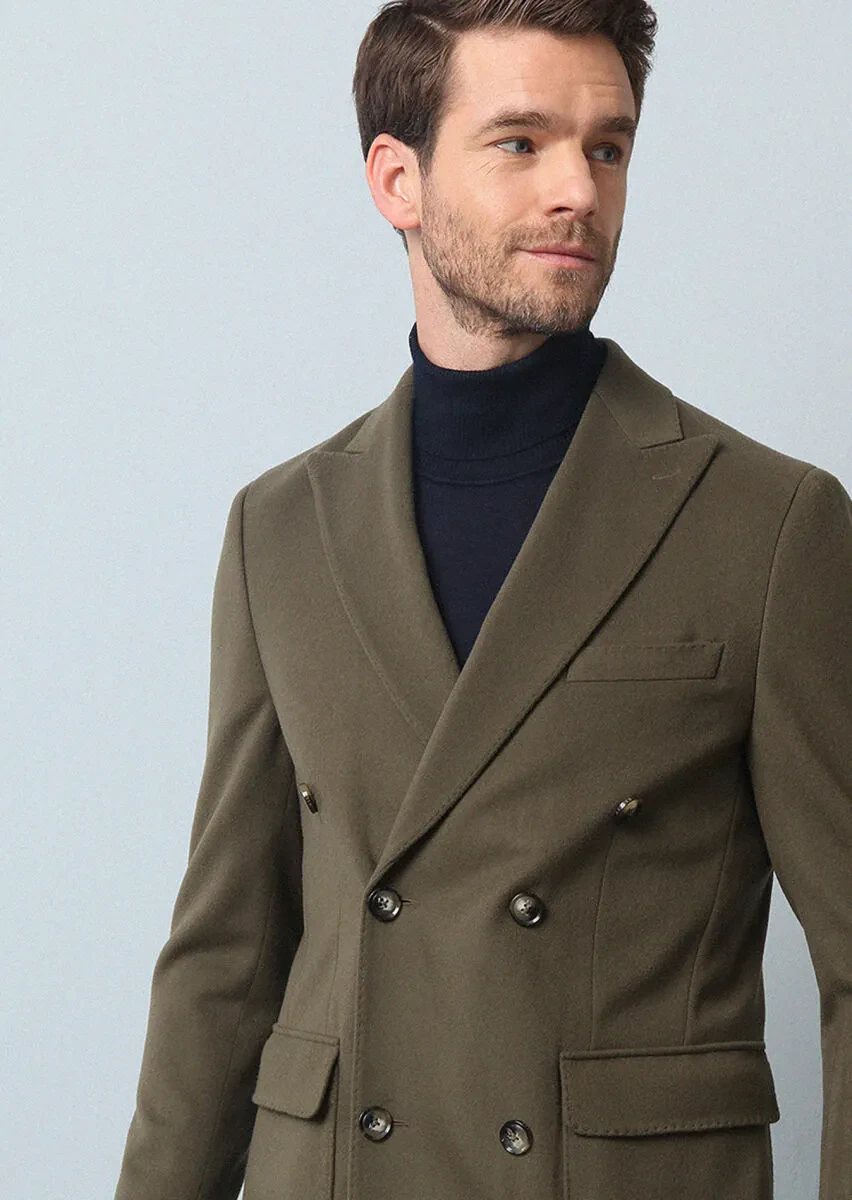 Mink Regular Fit Double Breasted Collar Casual Weaving Overcoat - 2