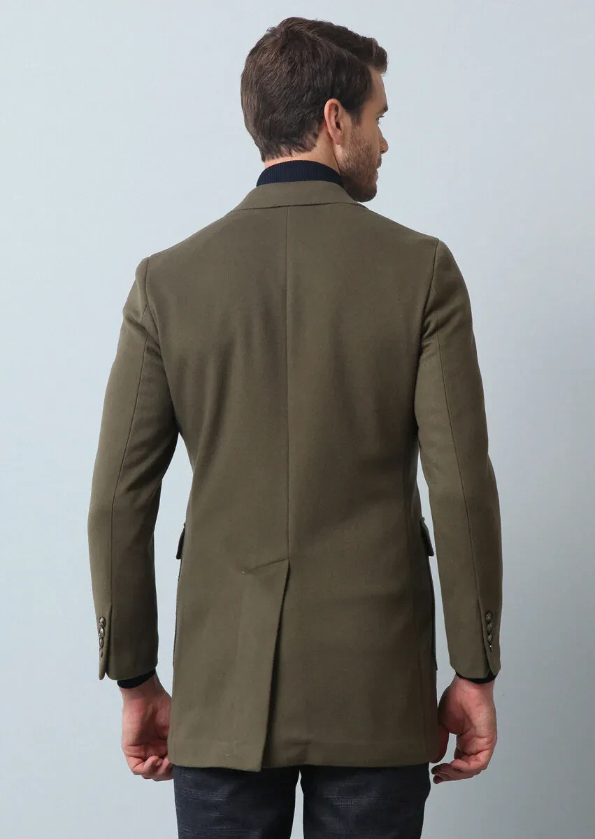 Mink Regular Fit Double Breasted Collar Casual Weaving Overcoat - 5