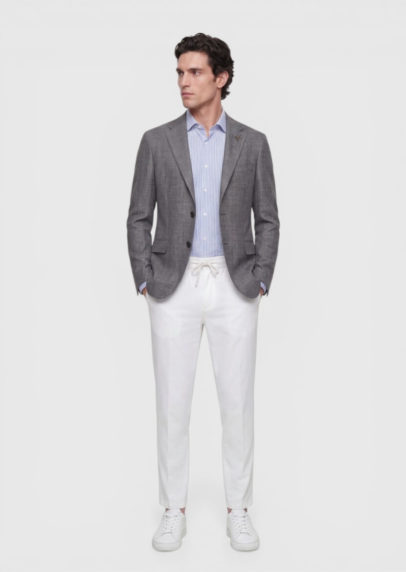 Mink Regular Fit Silk Blended Jacket - RAMSEY