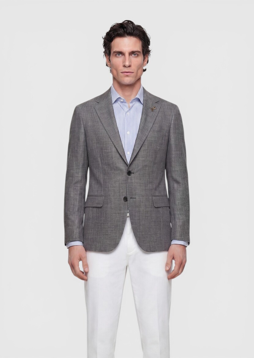 Mink Regular Fit Silk Blended Jacket - 3