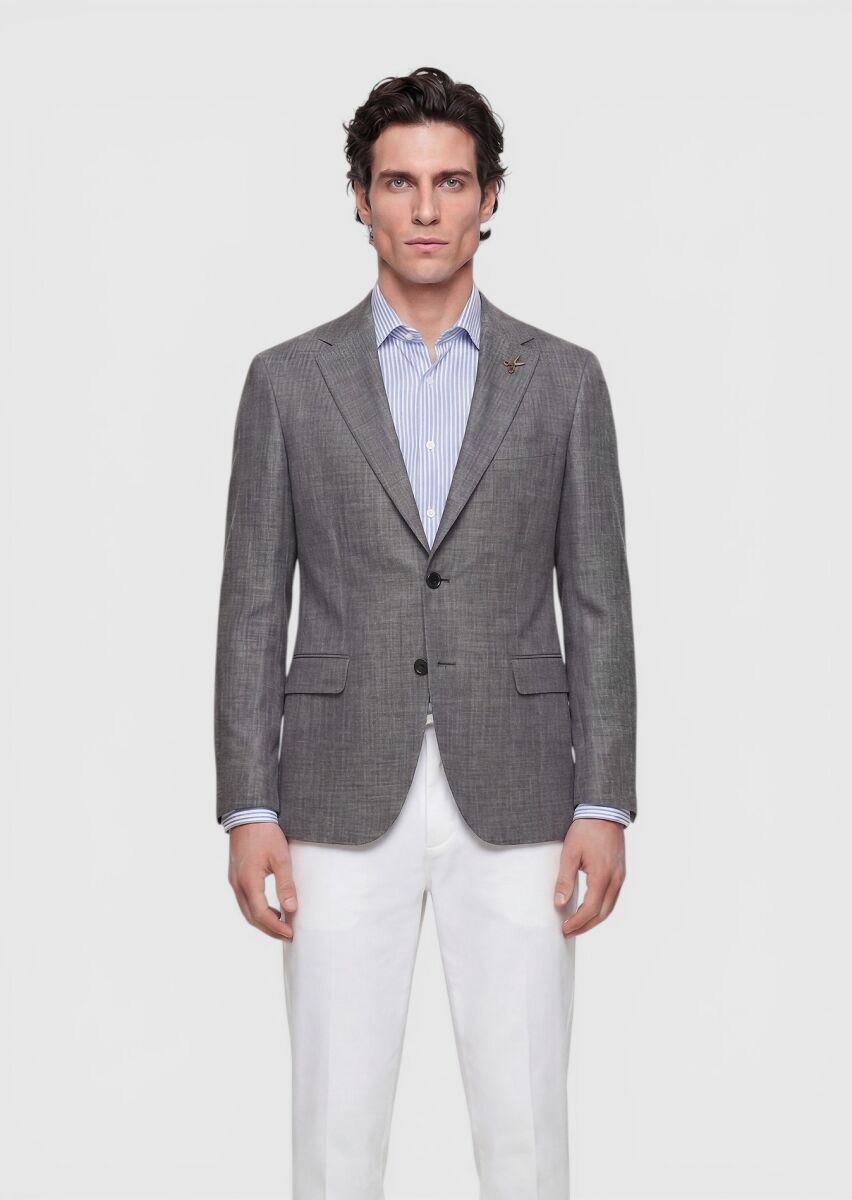 Mink Regular Fit Silk Blended Jacket - 3