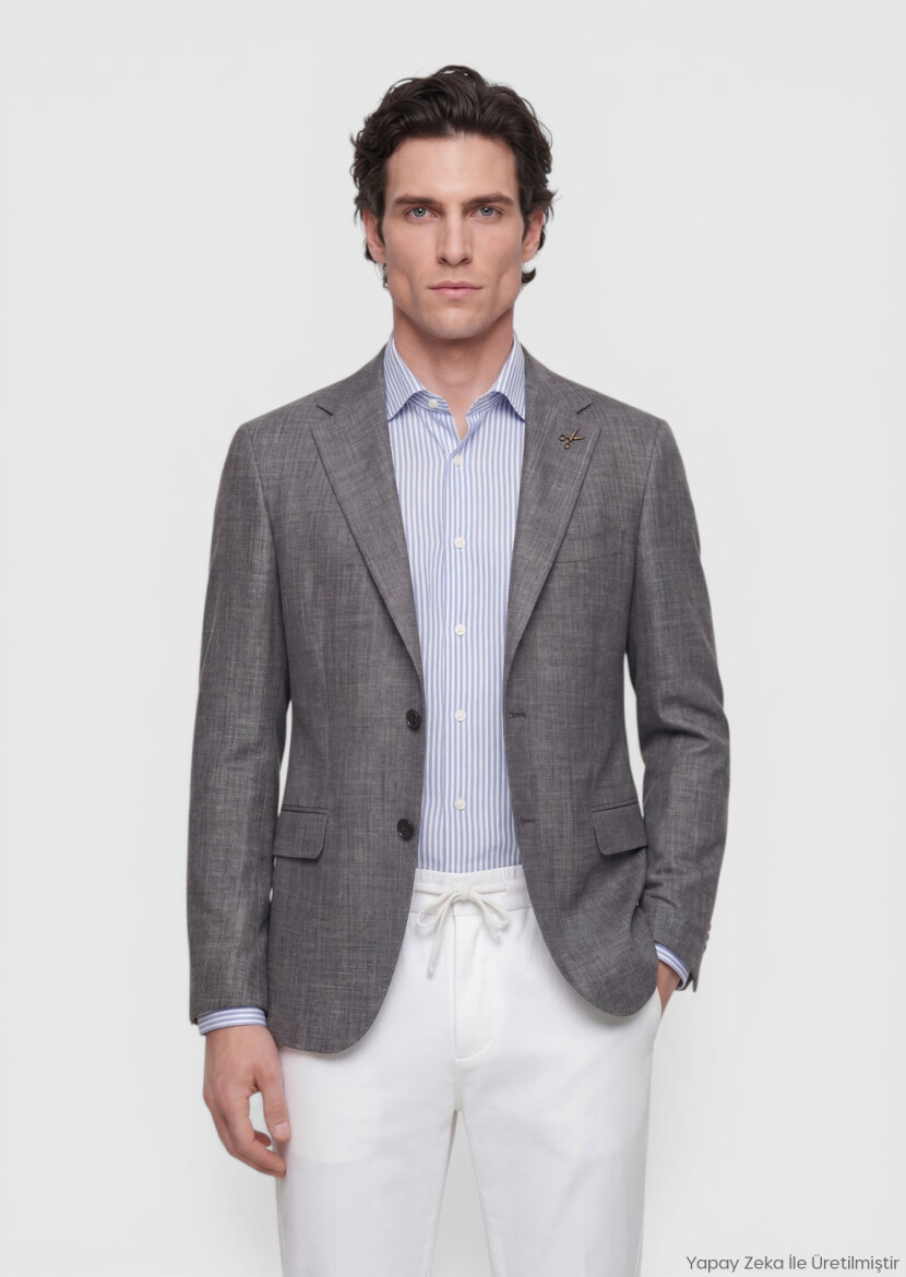 Mink Regular Fit Silk Blended Jacket - RAMSEY