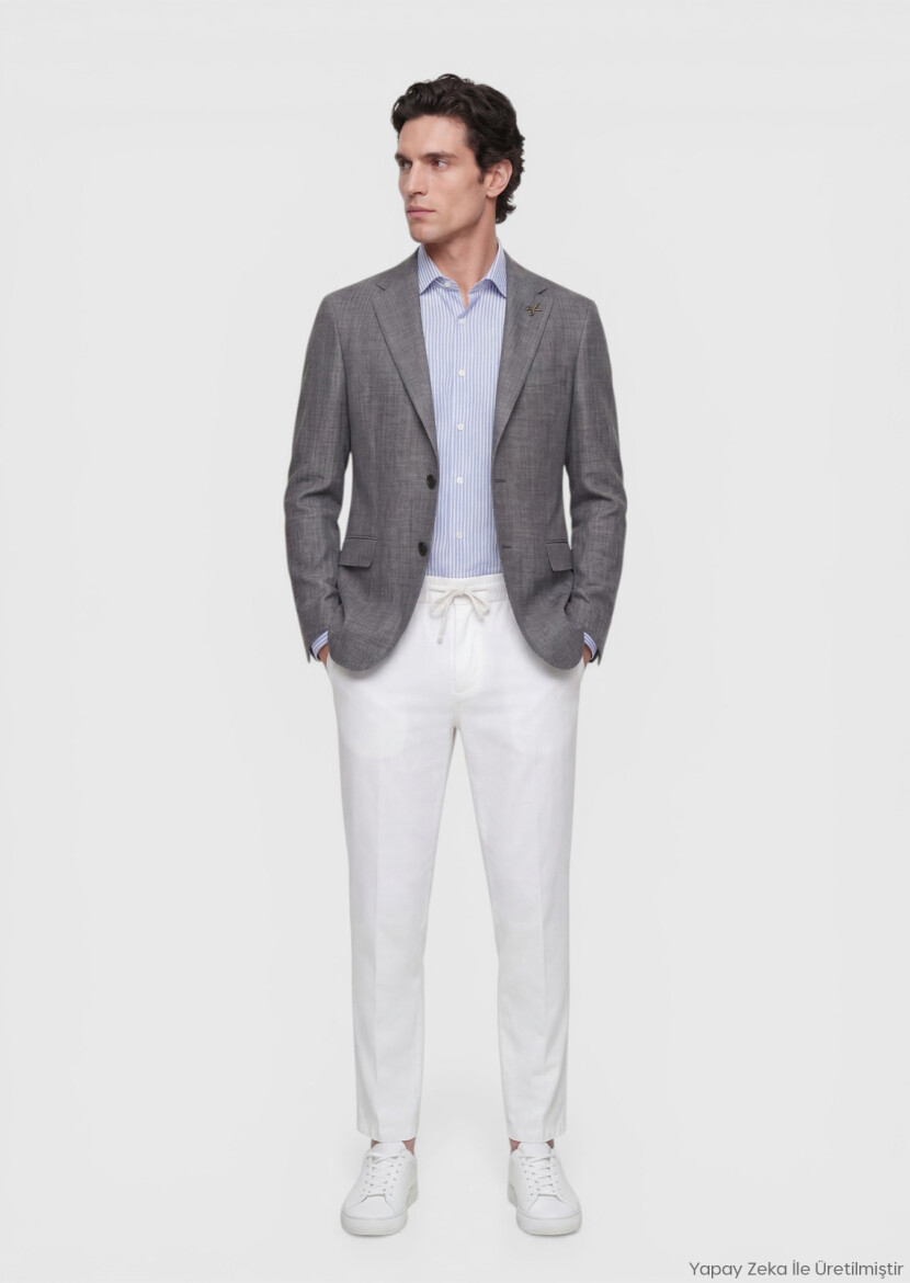 Mink Regular Fit Silk Blended Jacket - RAMSEY