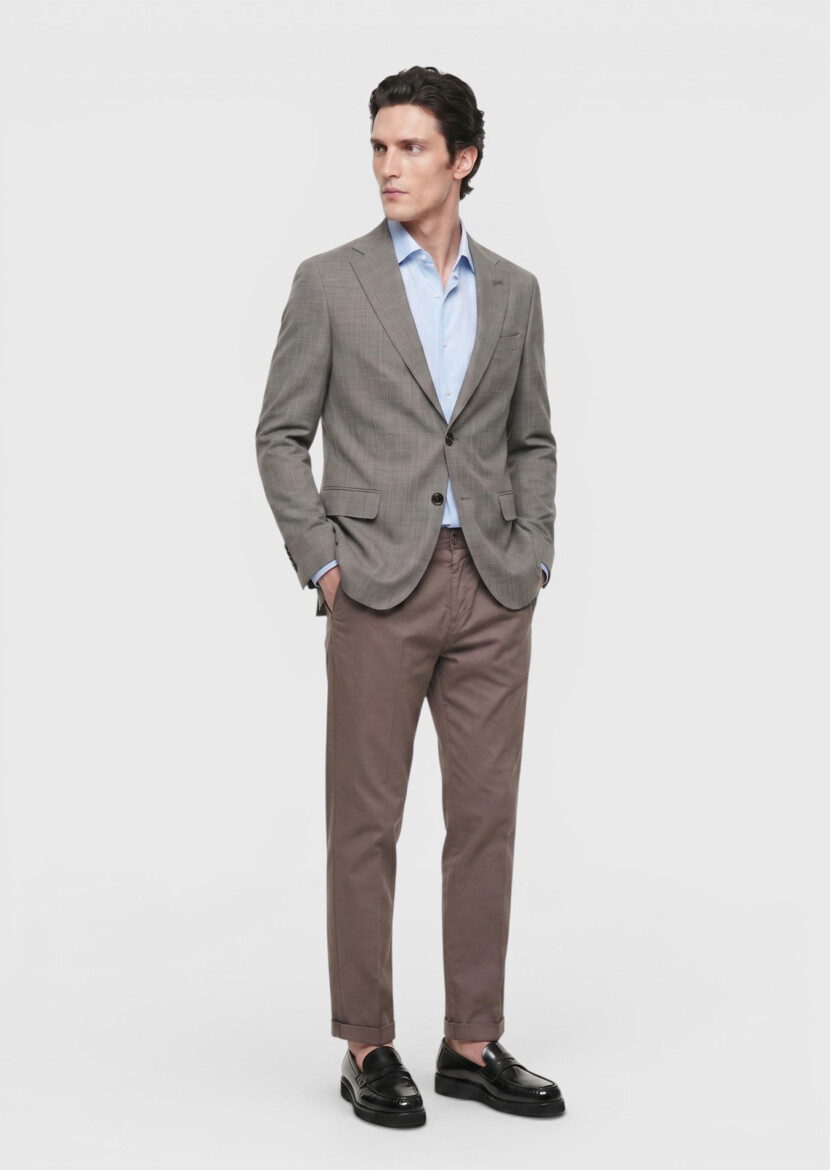 Mink Regular Fit Silk Blended Jacket - RAMSEY