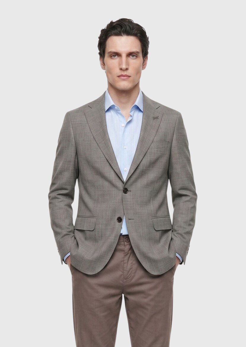 Mink Regular Fit Silk Blended Jacket - 4