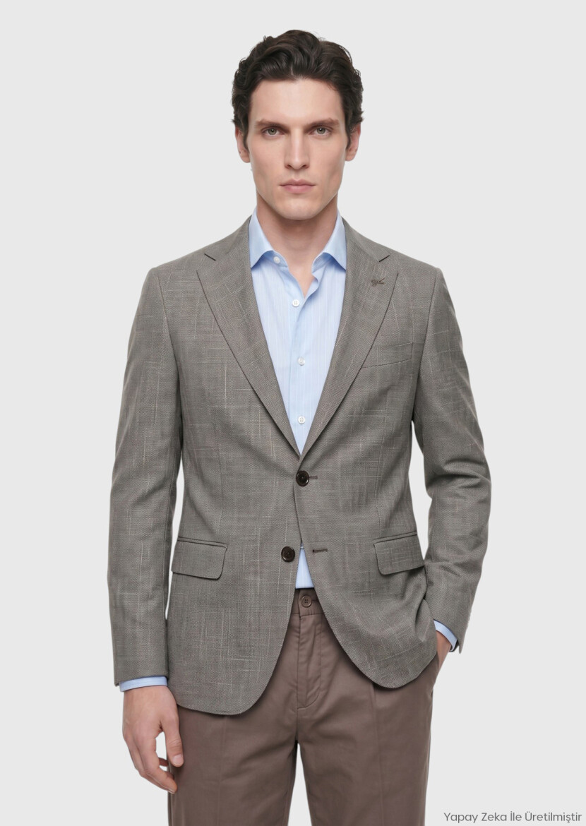 Mink Regular Fit Silk Blended Jacket - RAMSEY