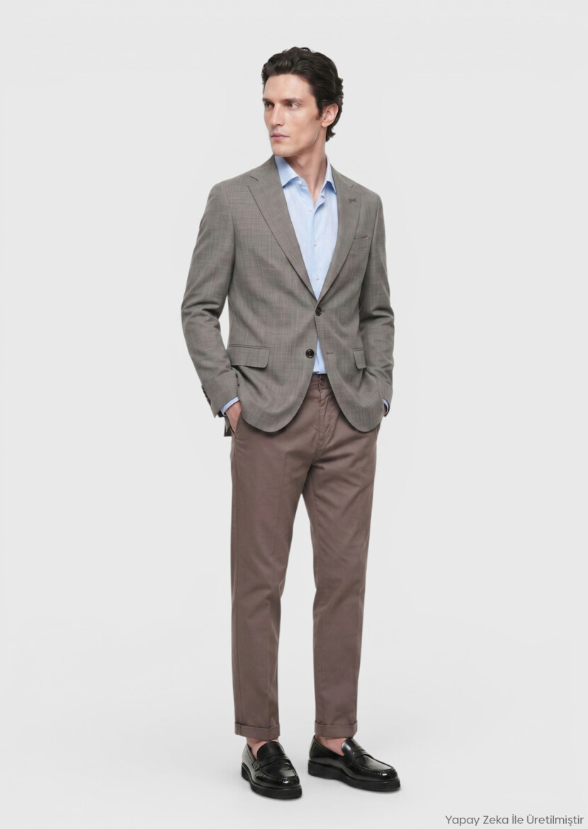 Mink Regular Fit Silk Blended Jacket - RAMSEY