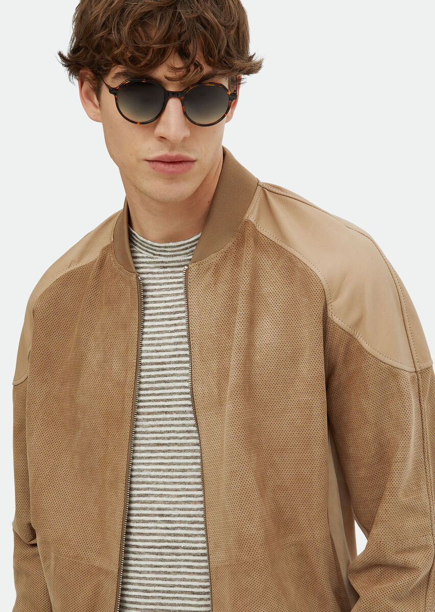 Mink Regular Fit Turtleneck Casual Suede Leather Coat - 3