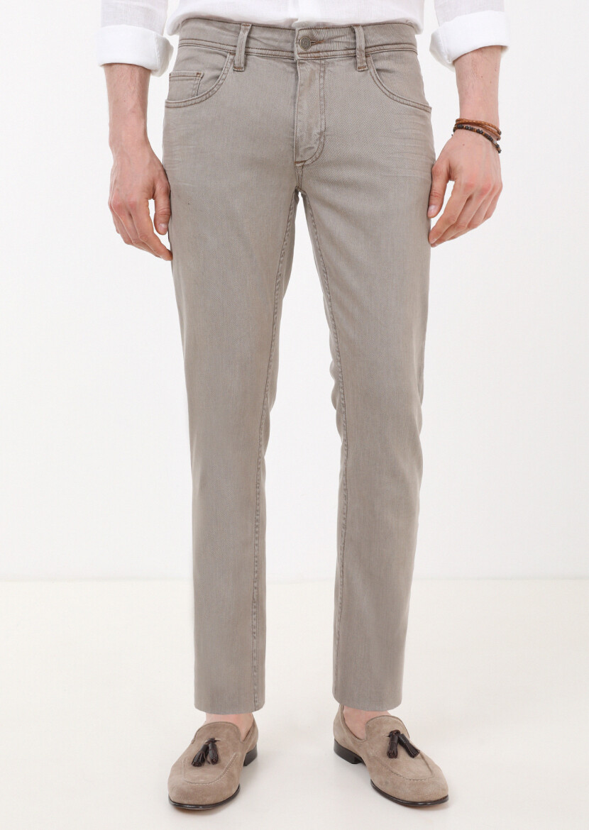Mink Slim Fit Denim Cotton Blended Trousers 