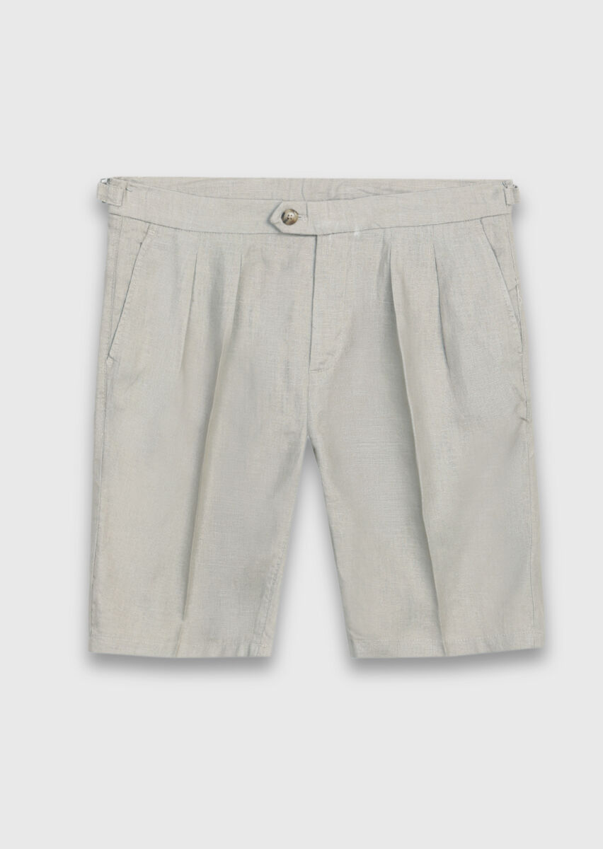 Mink Weaving Carrot Fit Casual 100% Linen Bermuda - 6