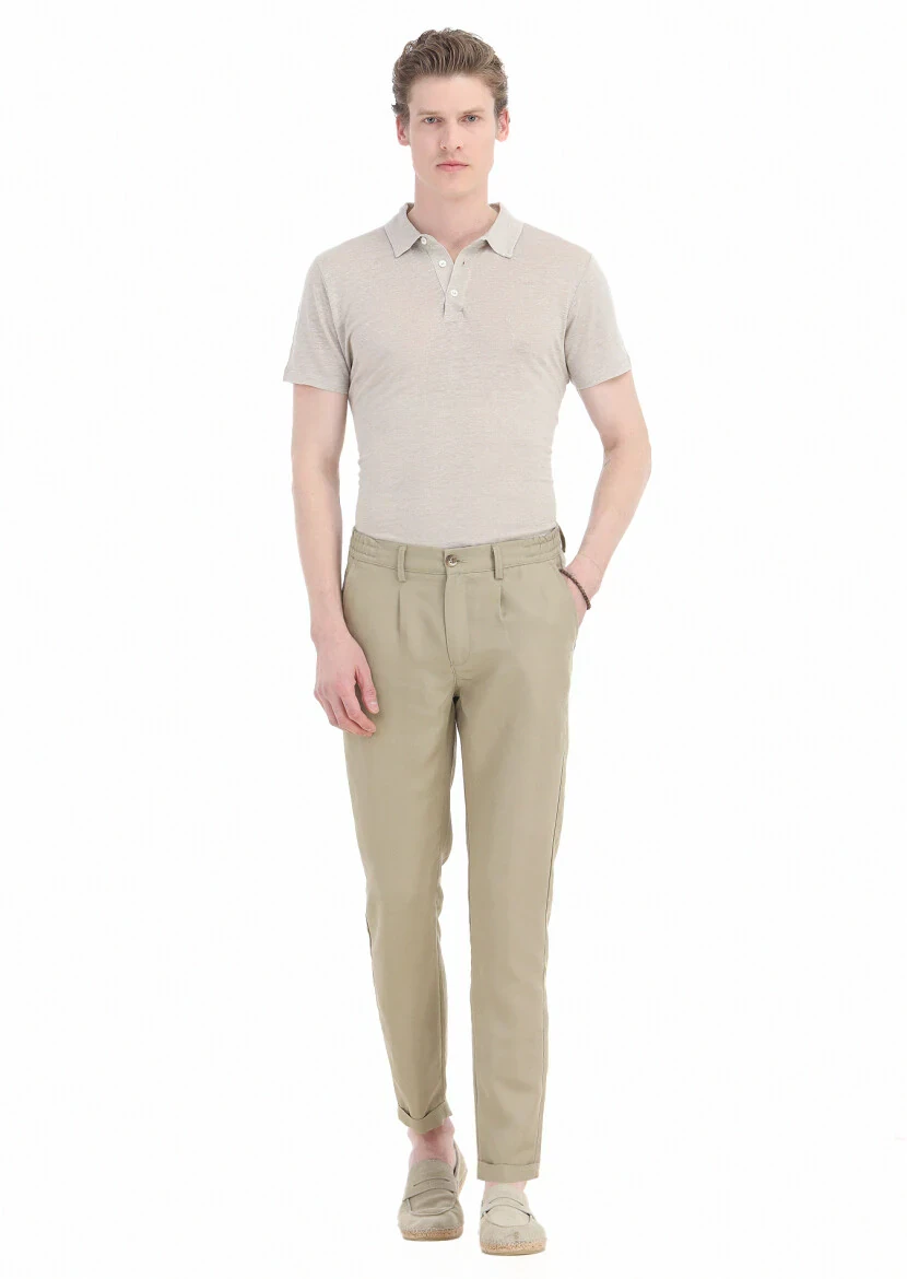 Mink Weaving Jogging Fit Casual Linen Blended Trousers - 1