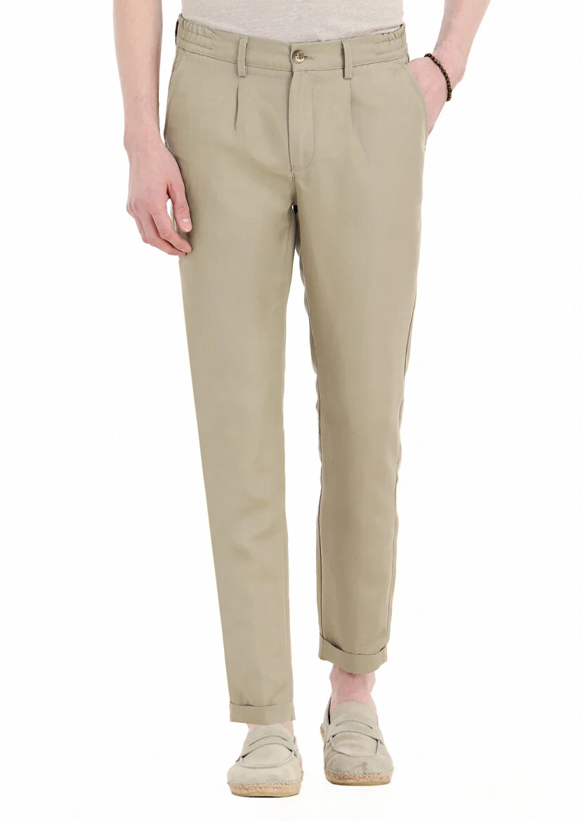Mink Weaving Jogging Fit Casual Linen Blended Trousers 