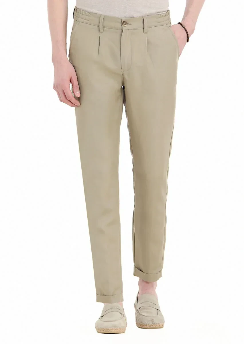 Mink Weaving Jogging Fit Casual Linen Blended Trousers - 2
