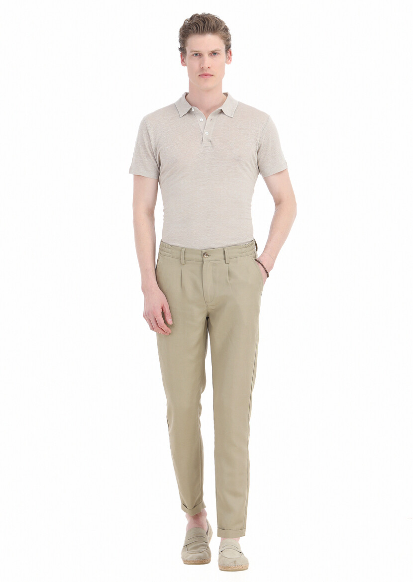 Mink Weaving Jogging Fit Casual Linen Blended Trousers 