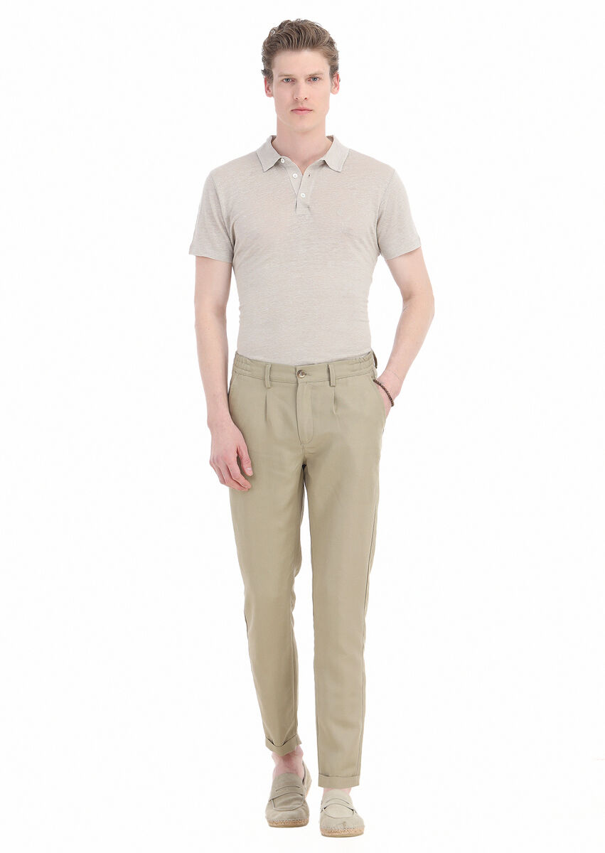 Mink Weaving Jogging Fit Casual Linen Blended Trousers - 1