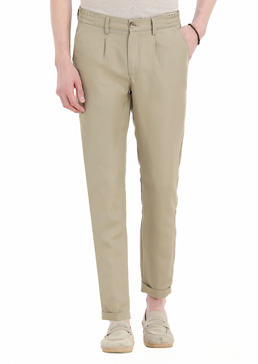 Mink Weaving Jogging Fit Casual Linen Blended Trousers - 2