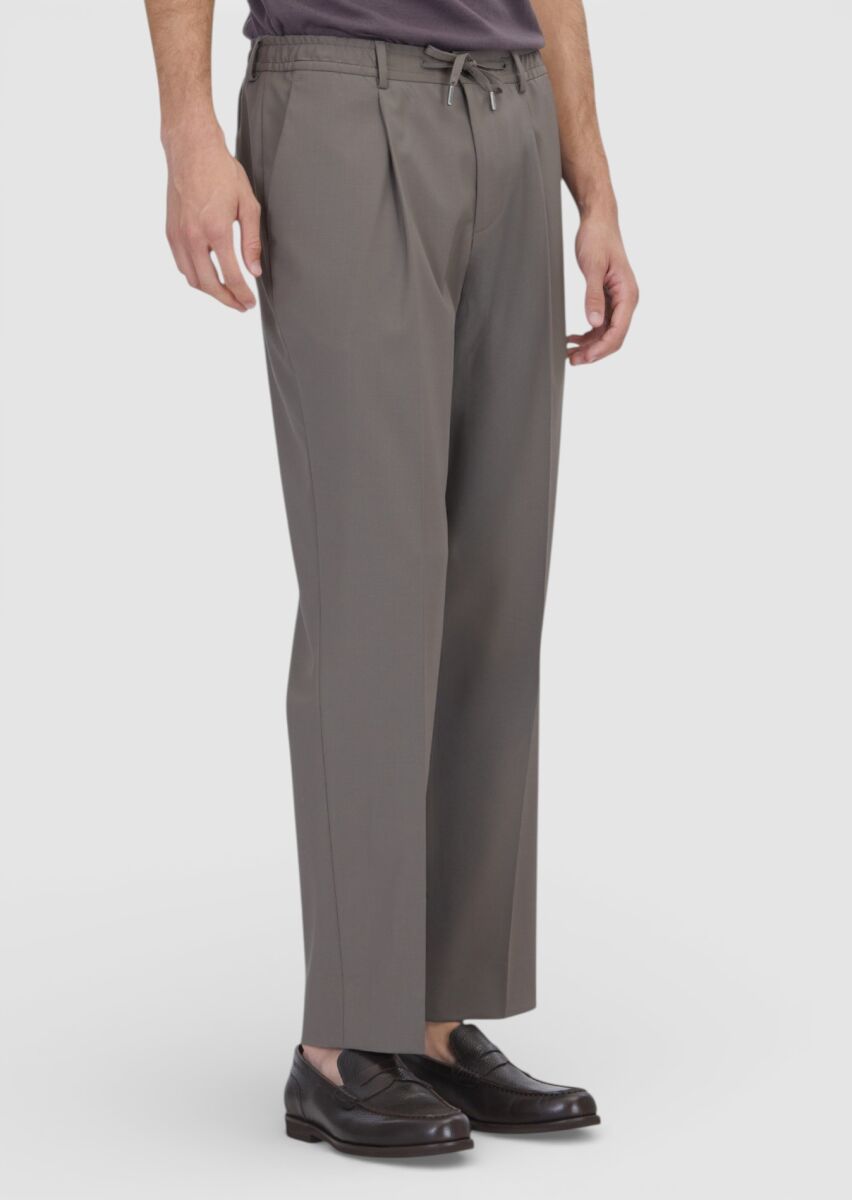 Mink Weaving Jogging Fit Casual Wool Blended Trousers - 2