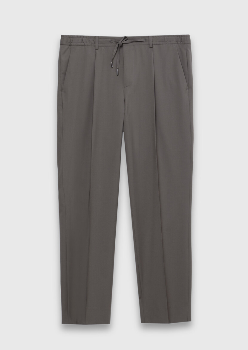 Mink Weaving Jogging Fit Casual Wool Blended Trousers 