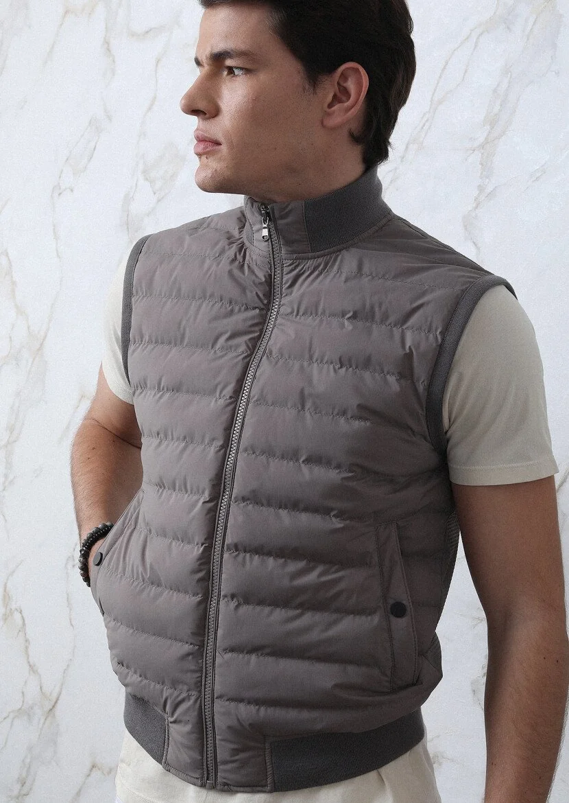 Mink Weaving Puffer Vest 