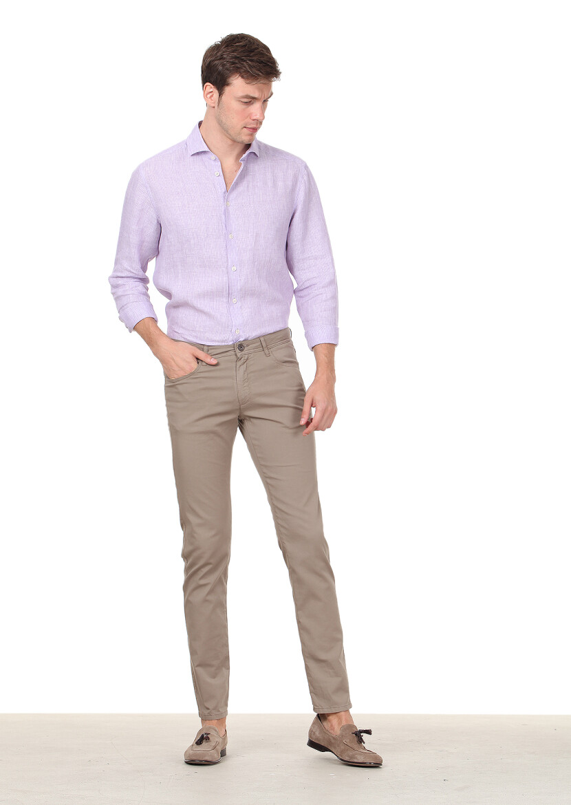 Mink Weaving Regular Fit Casual Cotton Blended Trousers - 1