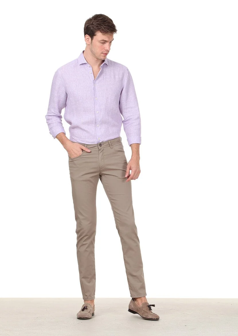 Mink Weaving Regular Fit Casual Cotton Blended Trousers - 1