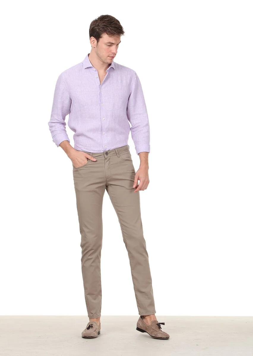 Mink Weaving Regular Fit Casual Cotton Blended Trousers - 1