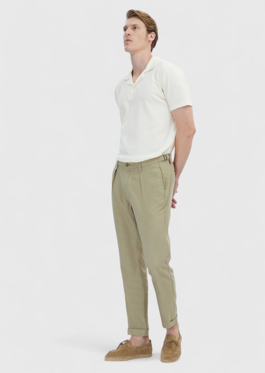 Mink Weaving Regular Fit Casual Linen Blended Trousers - 2