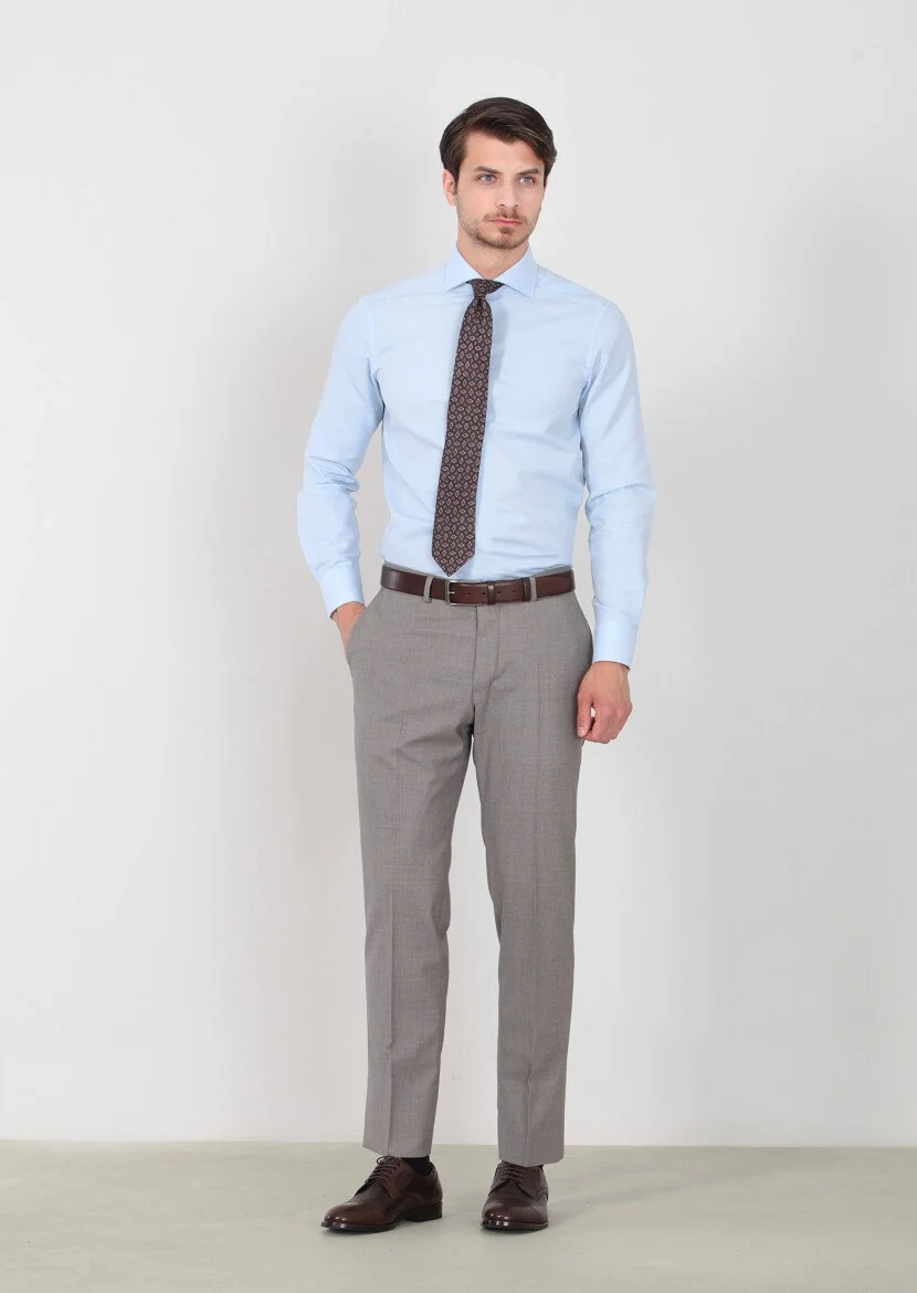 Mink Weaving Regular Fit Classical 100% Wool Trousers 