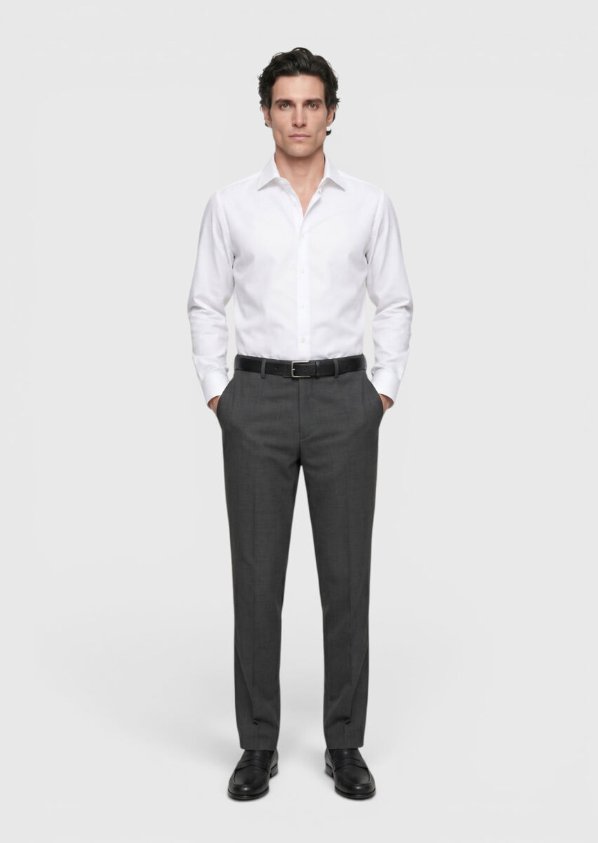 Mink Weaving Regular Fit Classical 100% Wool Trousers - 1