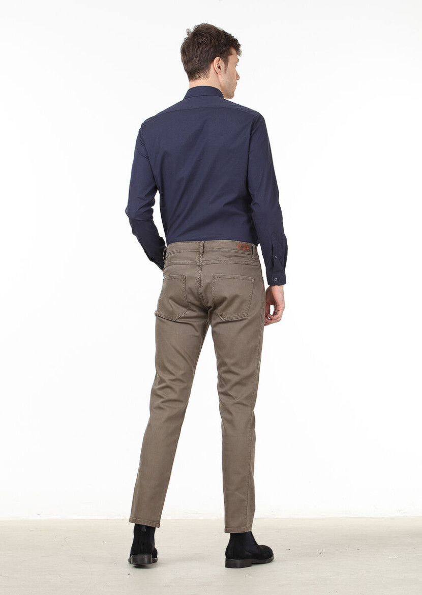 Mink Weaving Slim Fit Casual Cotton Blended Trousers - 4