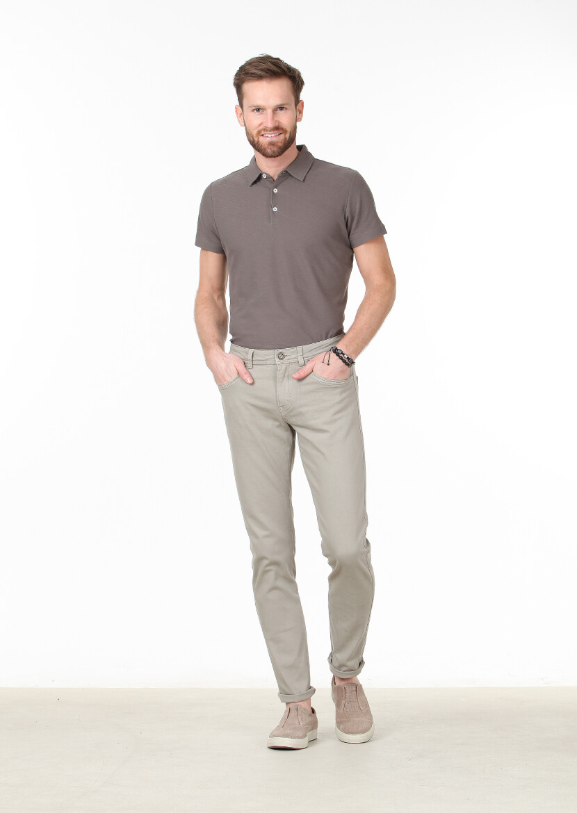 Mink Weaving Slim Fit Casual Cotton Blended Trousers 