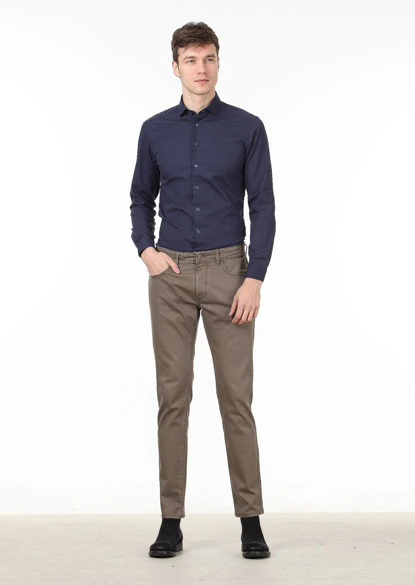 Mink Weaving Slim Fit Casual Cotton Blended Trousers - 2