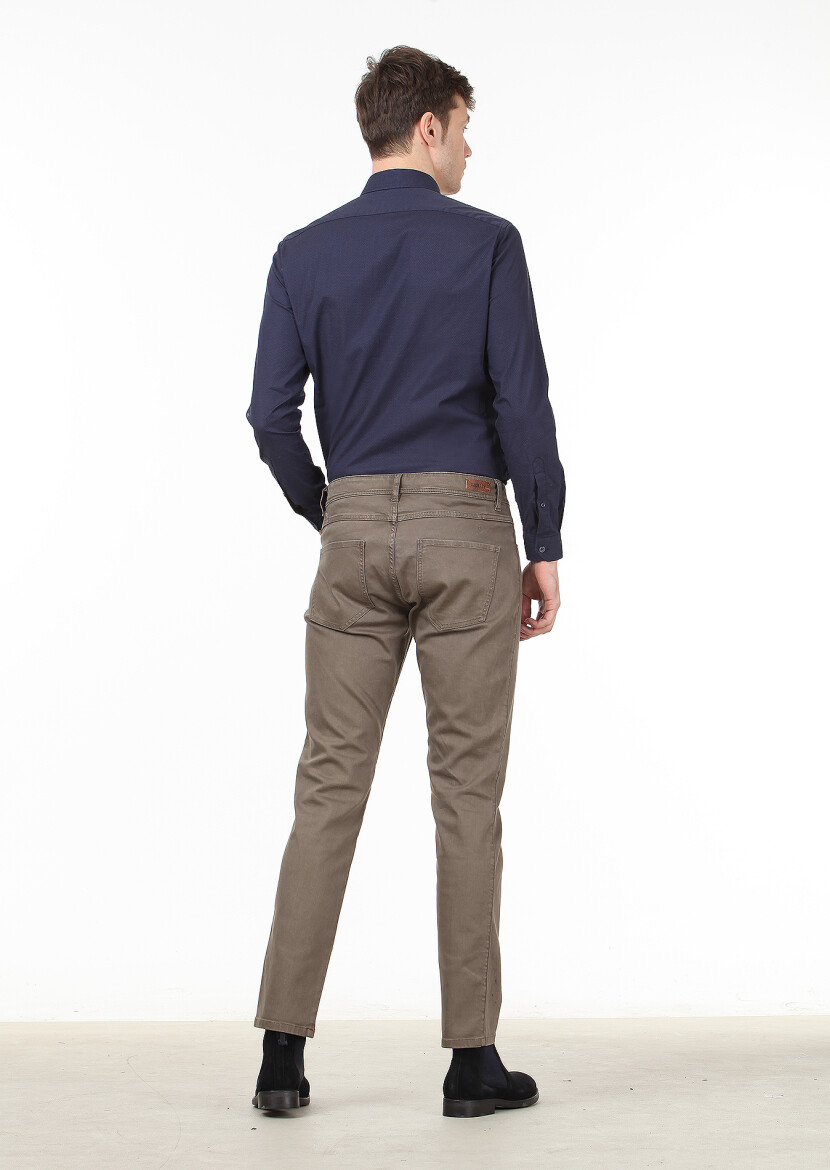 Mink Weaving Slim Fit Casual Cotton Blended Trousers - 4