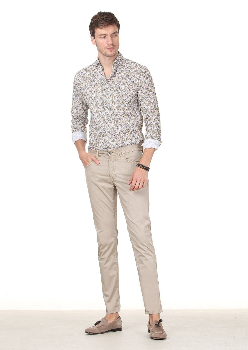 Mink Weaving Slim Fit Casual Cotton Blended Trousers - 1