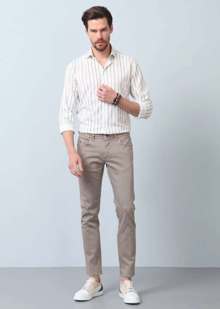 Mink Weaving Slim Fit Casual Cotton Blended Trousers - 3