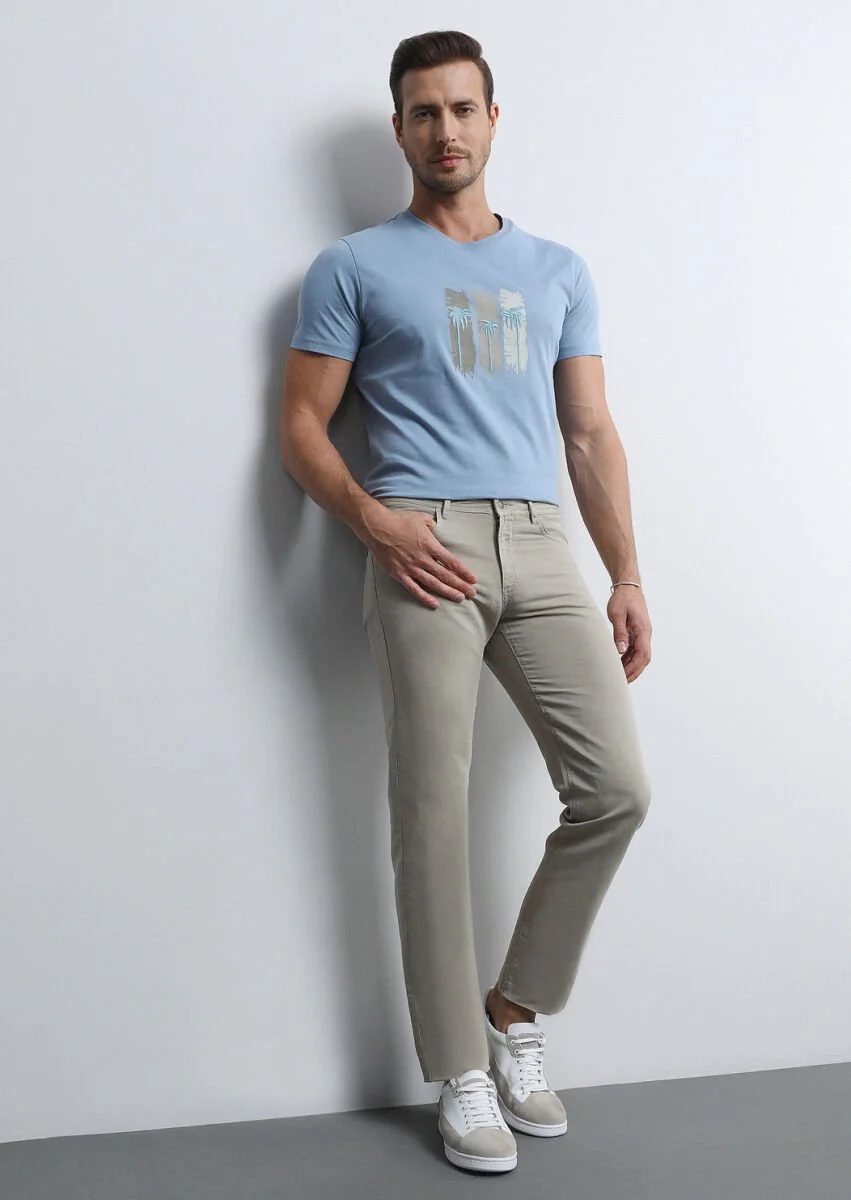 Mink Weaving Slim Fit Casual Cotton Blended Trousers - 3