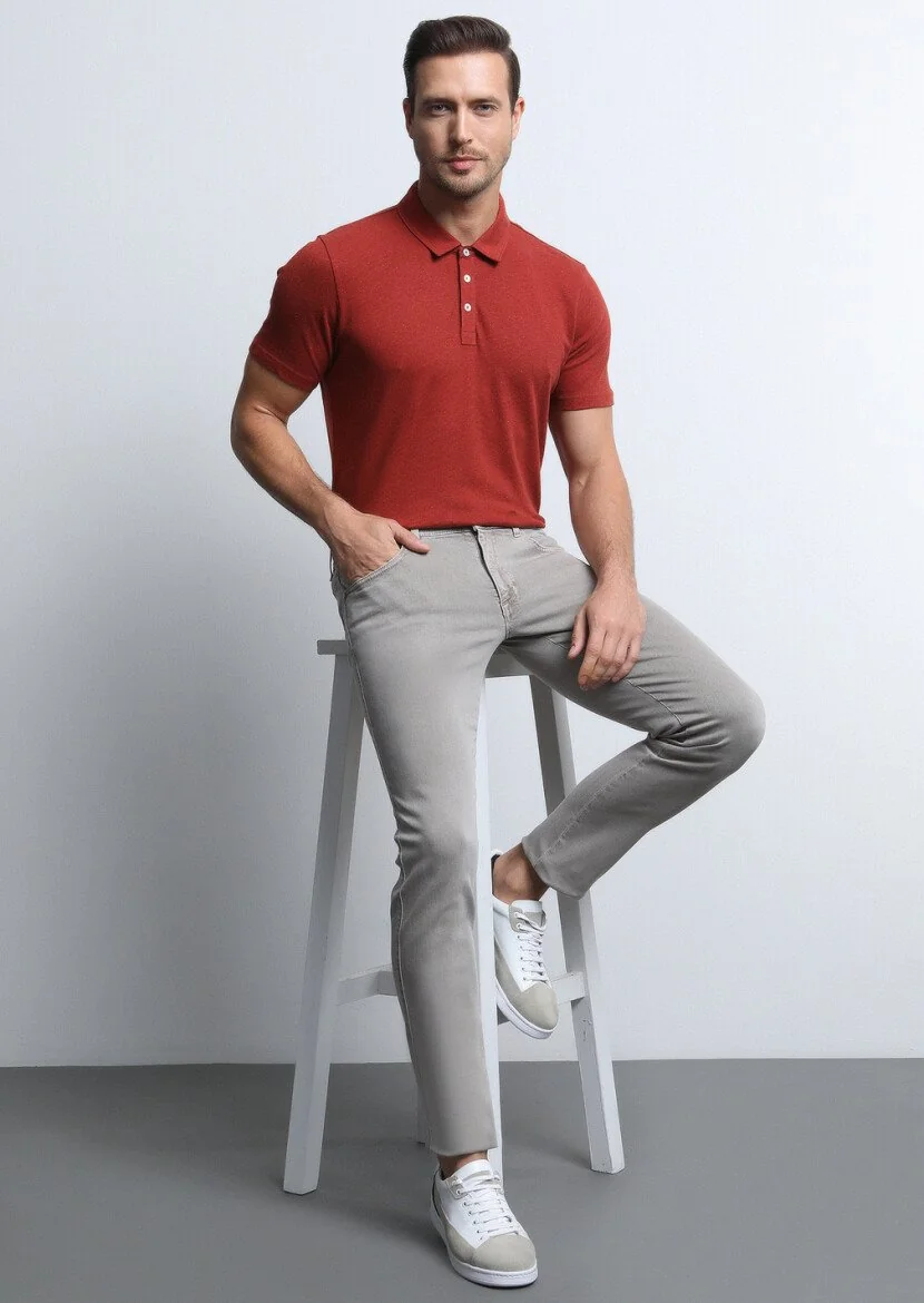Mink Weaving Slim Fit Casual Cotton Blended Trousers - 1