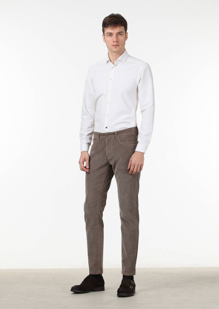 Mink Weaving Slim Fit Casual Cotton Blended Trousers - 1