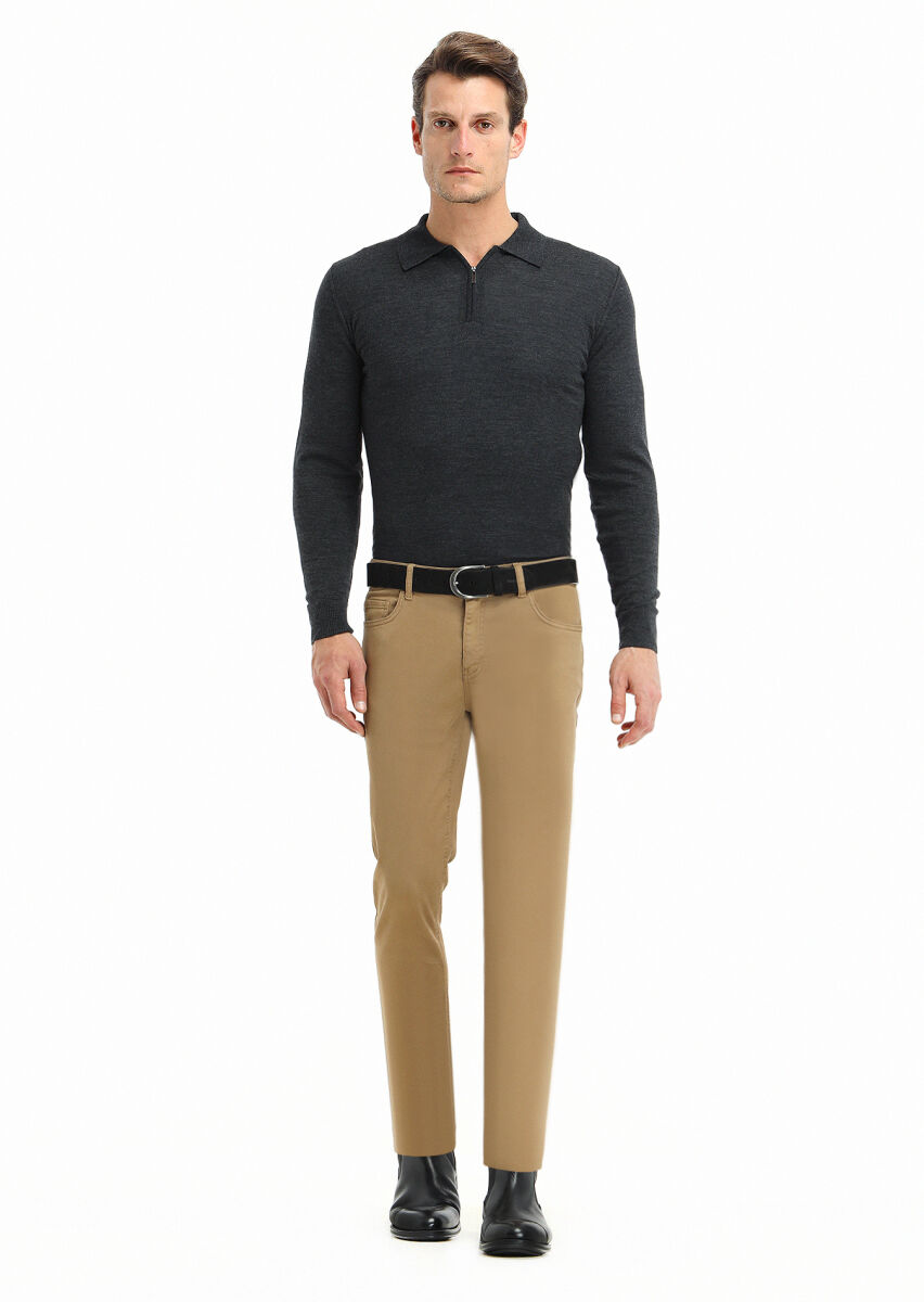 Mink Weaving Slim Fit Casual Cotton Blended Trousers - 1