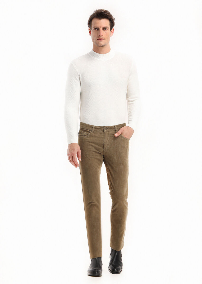 Mink Weaving Slim Fit Casual Cotton Blended Trousers - 1