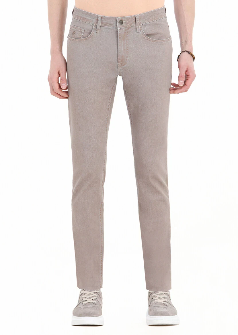 Mink Weaving Slim Fit Casual Cotton Blended Trousers 