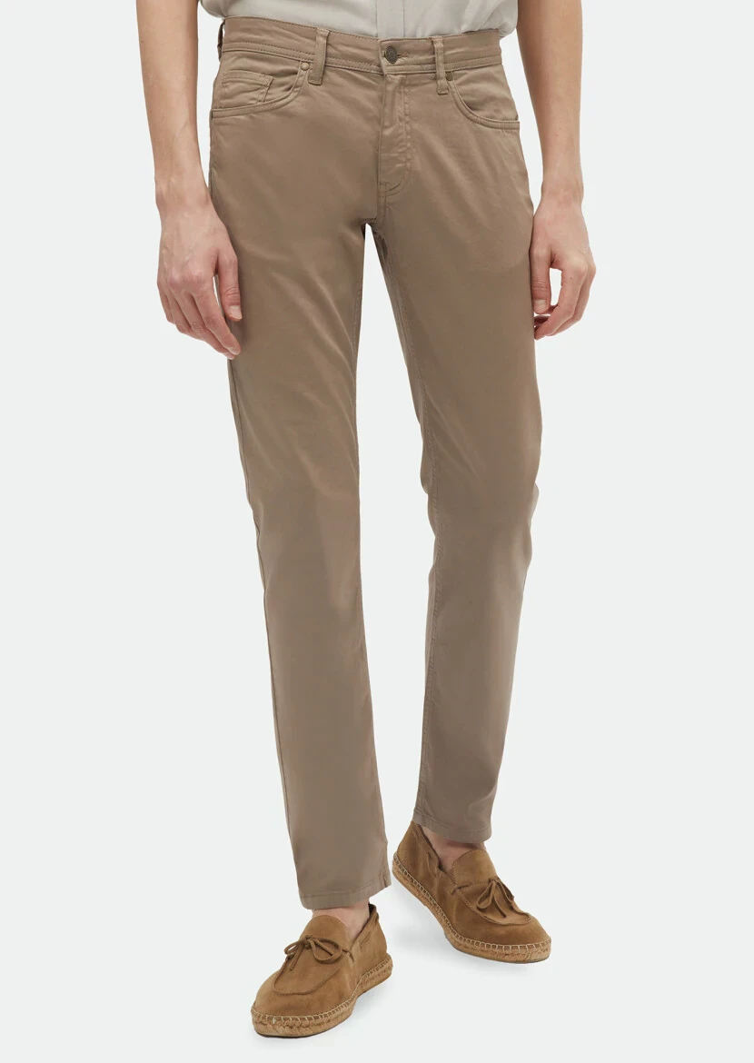 Mink Weaving Slim Fit Casual Cotton Blended Trousers 