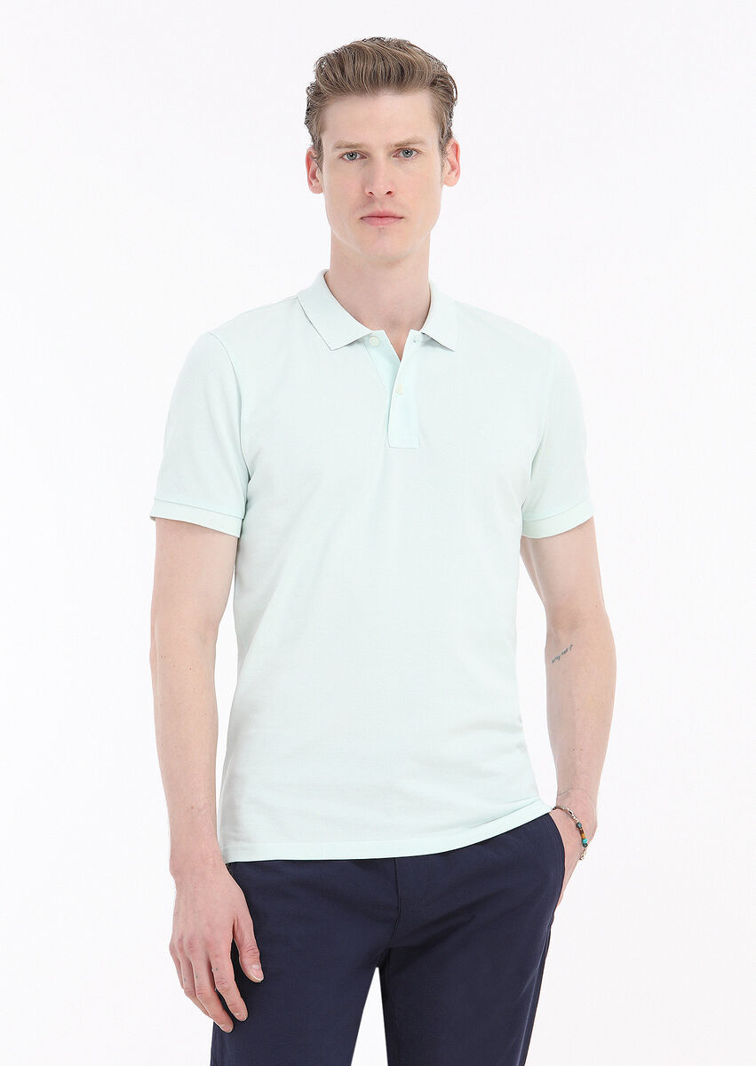 Mint Baskılı Polo Yaka %100 Pamuk T-Shirt - 2