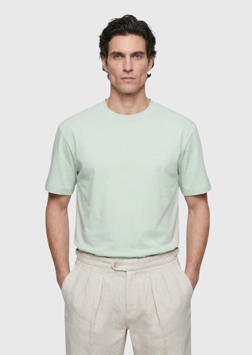 Mint Plain Cotton Blended T-Shirt 