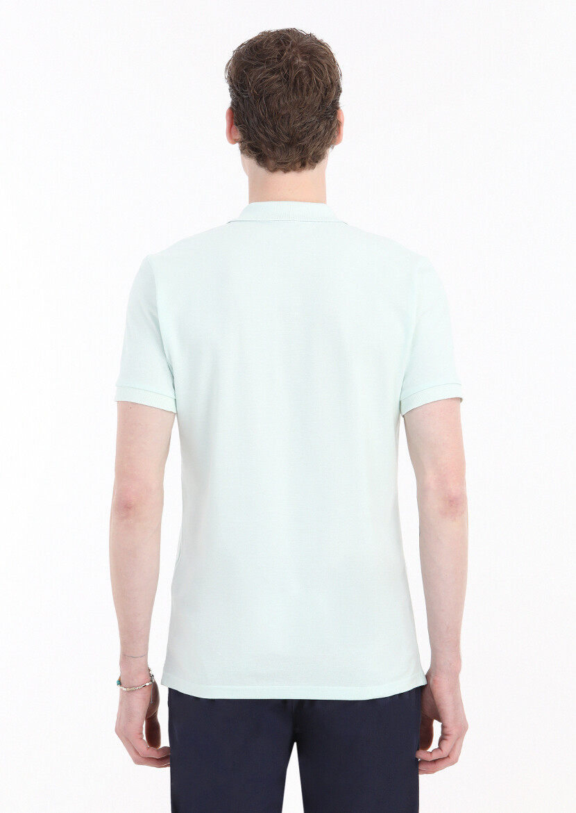 Mint Printed Polo Neck 100% Cotton T-Shirt - 5